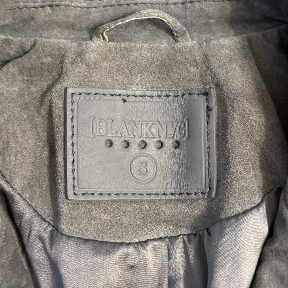 [BLANKNYC] Jacket 100% Suede Leather Moto Asymmetrical Zip Crop Gray Size Small